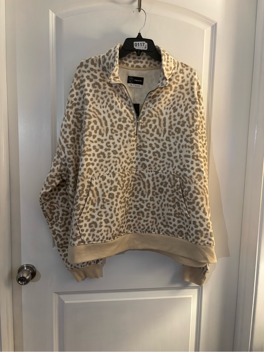 Cozy Leopard Print Half-Zip Pullover by Original Use Sz XXL
